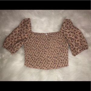 Blush pink floral crop top